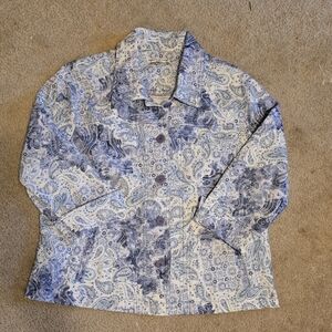 Rebecca Malone Blue and White Paisley Jacket Blazer